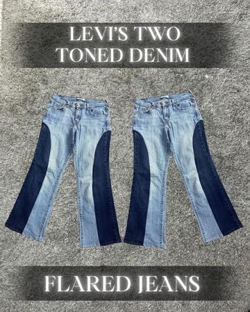 Upcycled Levi's Two Toned Denim Flared Jeans