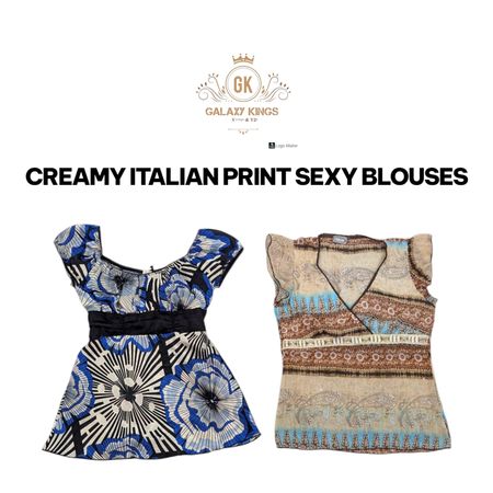 Creamy Italian Print Sexy Blouses