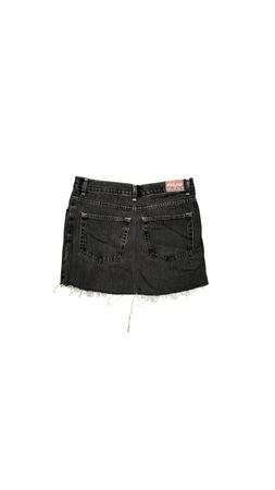Upcycled Denim Frayed Mini-skirt