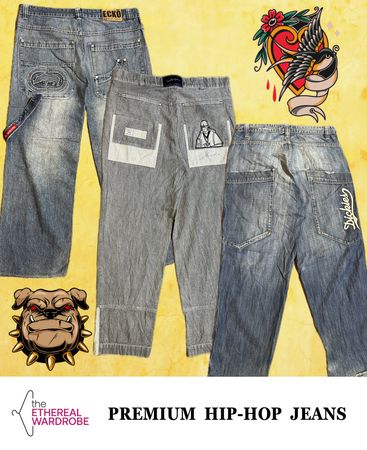 Premium Hiphop / Y2K Jeans Bundle 20pcs including Ecko, Southpole, Phat Farm, Download, Dickies, Rocawear and other top brands (RN: 1251)