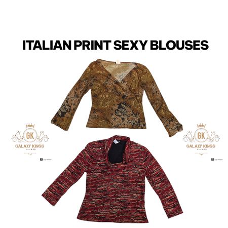 Italian Print Sexy Blouses