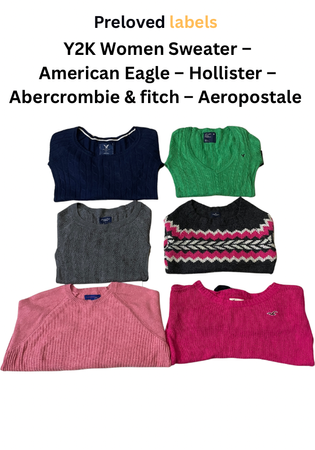 Y2K Women’s Sweater– American Eagle – Hollister – Aeropostale –Abercrombie & Fitch, Bundle – (wcv: 376)