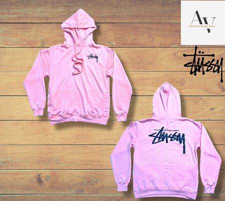 Stussy rework style pink hoodie