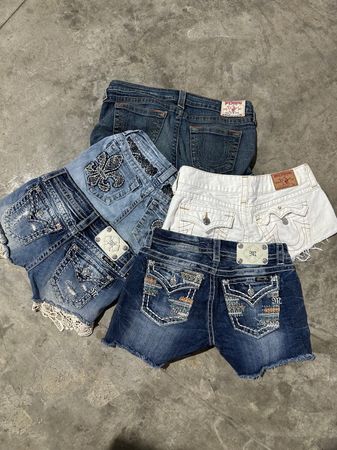 Miss me true religion rock revival shorts
