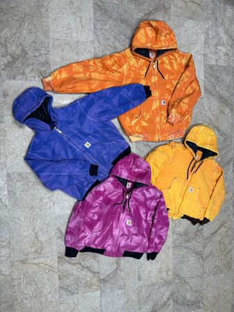 Rework style tie dye carhartt workwear jackets