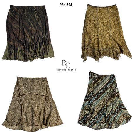 Saia de poliéster floral grunge Y2K (RE-1824)