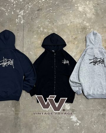 Stussy Rework Style Sweatshirts à capuche zippées brodées - #13825