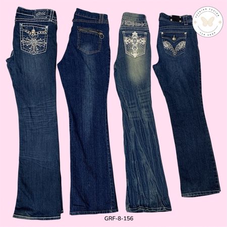Y2K Flared Jeans – 2000s Vintage Low Rise Streetwear Denim (GRF-8-156)