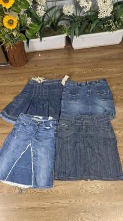 Y2k mid denim skirts