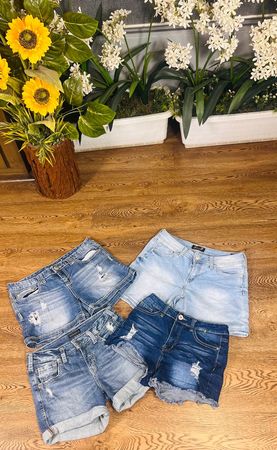 Famous denim mini shorts