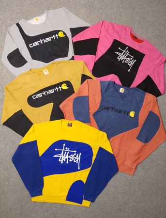 Carhartt x stussy rework style sweatshirt