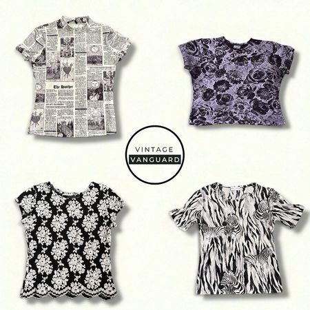 Y2k Monochrome Aura Printed Blouse