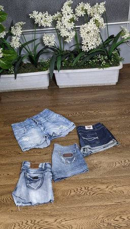 Famous denim mini shorts