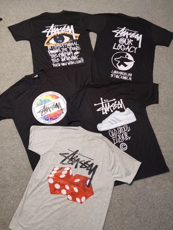 Stussy rework style mix design tees