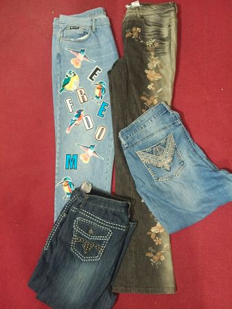 Jeans avec embellissements et broderies
