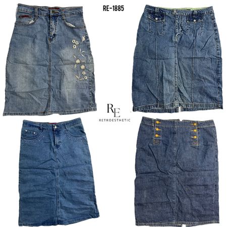 Y2K Britney Era Denim Midi Skirts (RE-1885)