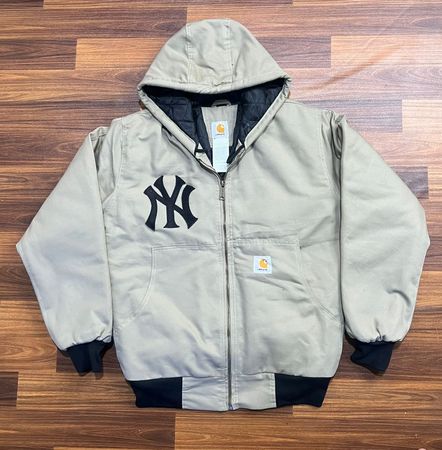 Carhartt rework style NY hoodie in cream colour