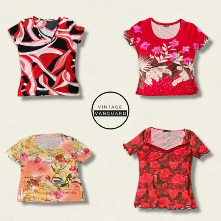 Y2k Scarlet Bloom Printed Blouse