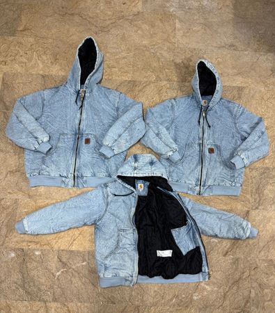 rework style denim carhartt hooded jacket