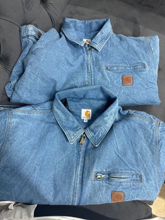 Rework style carhartt denim detroit jackets