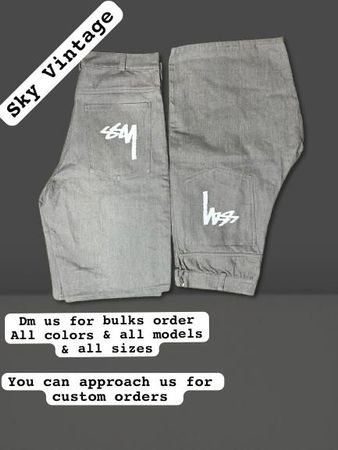 Short de denim refeito estilo Stussy