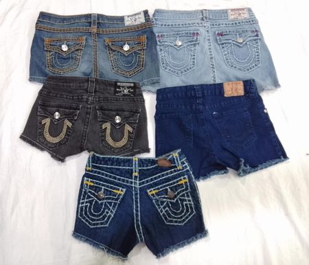 CR5005 Y2K True Religion Pantalones Cortos de Jeans Reciclados