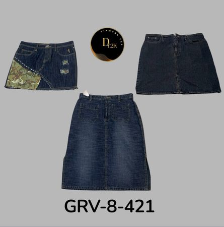Denim Midi Skirt – Retro Y2K Inspired Style ( GRV-8-421)