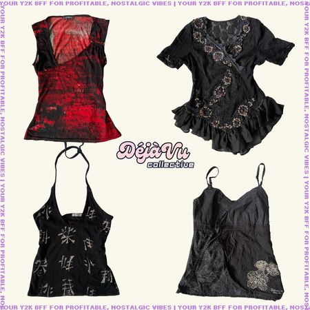 Y2K Euro Goth Graphic Mesh Cami Tops (DVC#85)