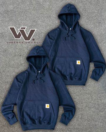 Carhartt Rework Style Navy Pullover Hoodies - #02925