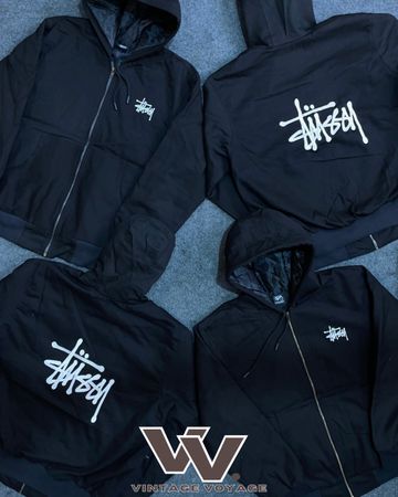 Stussy Rework Style Embroidered Black Active Jackets - #03925