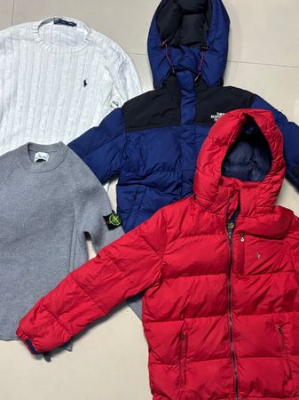 Stone island / polo Ralph Lauren sweaters and Puffers