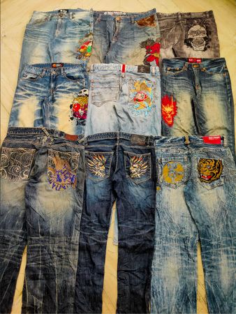 Trem grande japonês, Onirai, Jeans de Bordado Unbrande