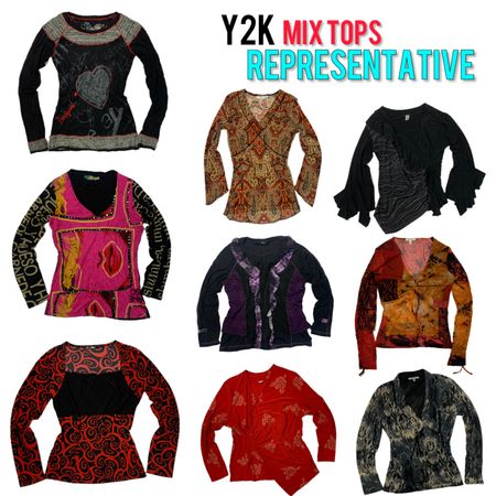 Mezcla de tops de mangas largas Y2K