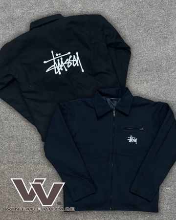Stussy Rework Style Black Embroidered Detroits Jackets - #12925