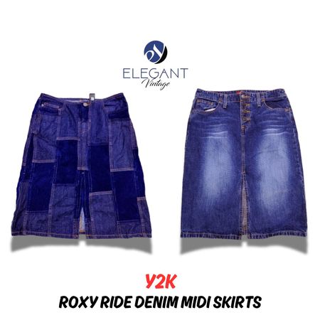 Y2K Roxy Ride Denim Midi Skirts - EV0568