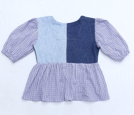 CR584 Upcycled Prairie Denim Blouse