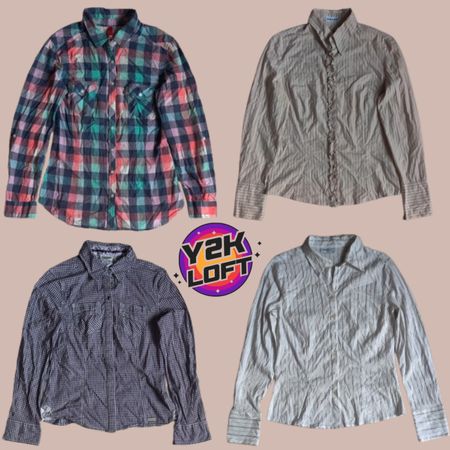 Office Core: Y2K Office Hemden mit langen Ärmeln