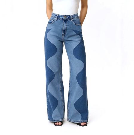 Upcycled Wavy Panel Jeans