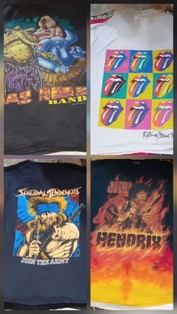 1980年代と1990年代のビンテージプリントTシャツ、アイコニックなバンドTシャツを含む