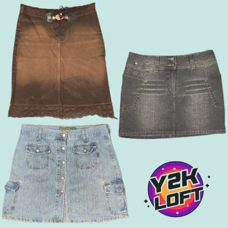 Gonne midi in denim Y2K Cyber Girl Era