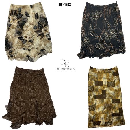 Y2K Earthy Tone Poly Skirts(RE-1763)