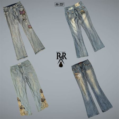Y2K Einzigartige bestickte Denim-Jeans (AA-237)