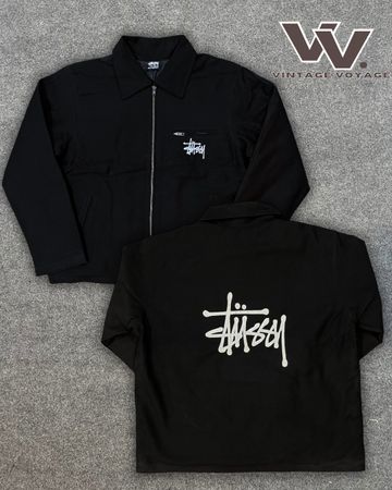 Stussy Rework Style Embroidered Black Detroit Jackets - #19925