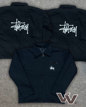 Stussy Rework Style Embroidered Black Detroit Jackets - #20925