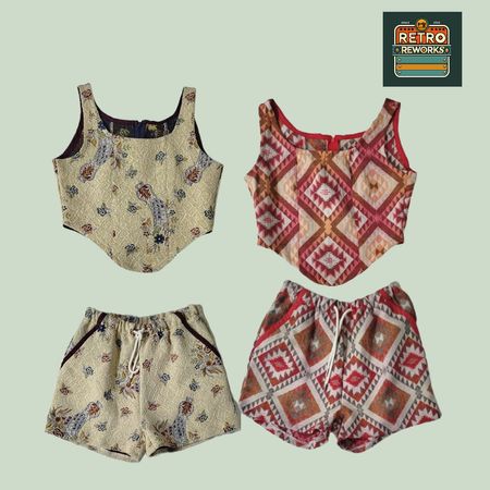 SS25 Upcycled Curtain Tapestry Corset & Shorts Set