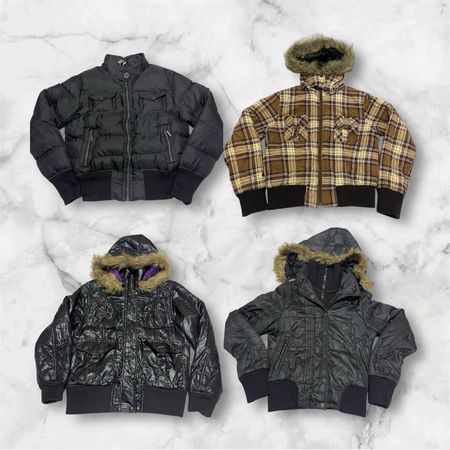Y2K Style Fur Trim Bomber Jackets