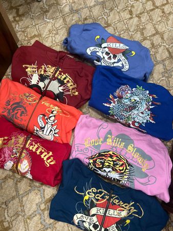 Sudaderas con capucha con cremallera Ed Hardy para mujeres