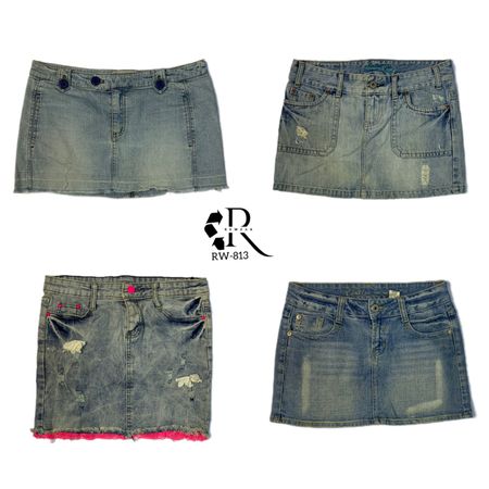 Y2K cyber era denim mini skirts (813)