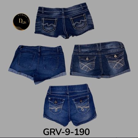 Embroidered Denim Mini Shorts – Authentic Y2K Vintage Style(GRV-9-190)
