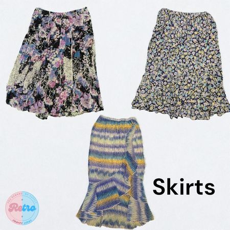 Y2K / ビンテージ ボヘミアン フローラル & パターン スカート – 10 ピース